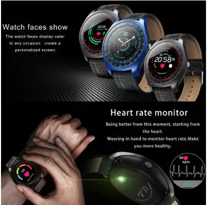 Bluetooth 2G Смарт часы V10 с камерой Smartwatch heartrate шагомер Здоровье Спорт умные часы для женщин для Android IOSG