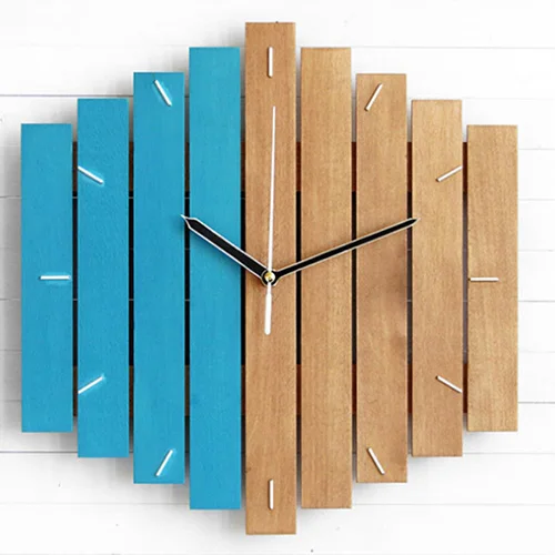 Slient Ксилофоны деревянные настенные часы современный дизайн Винтаж деревенский потертый часы Тихий искусства часы домашнего украшения