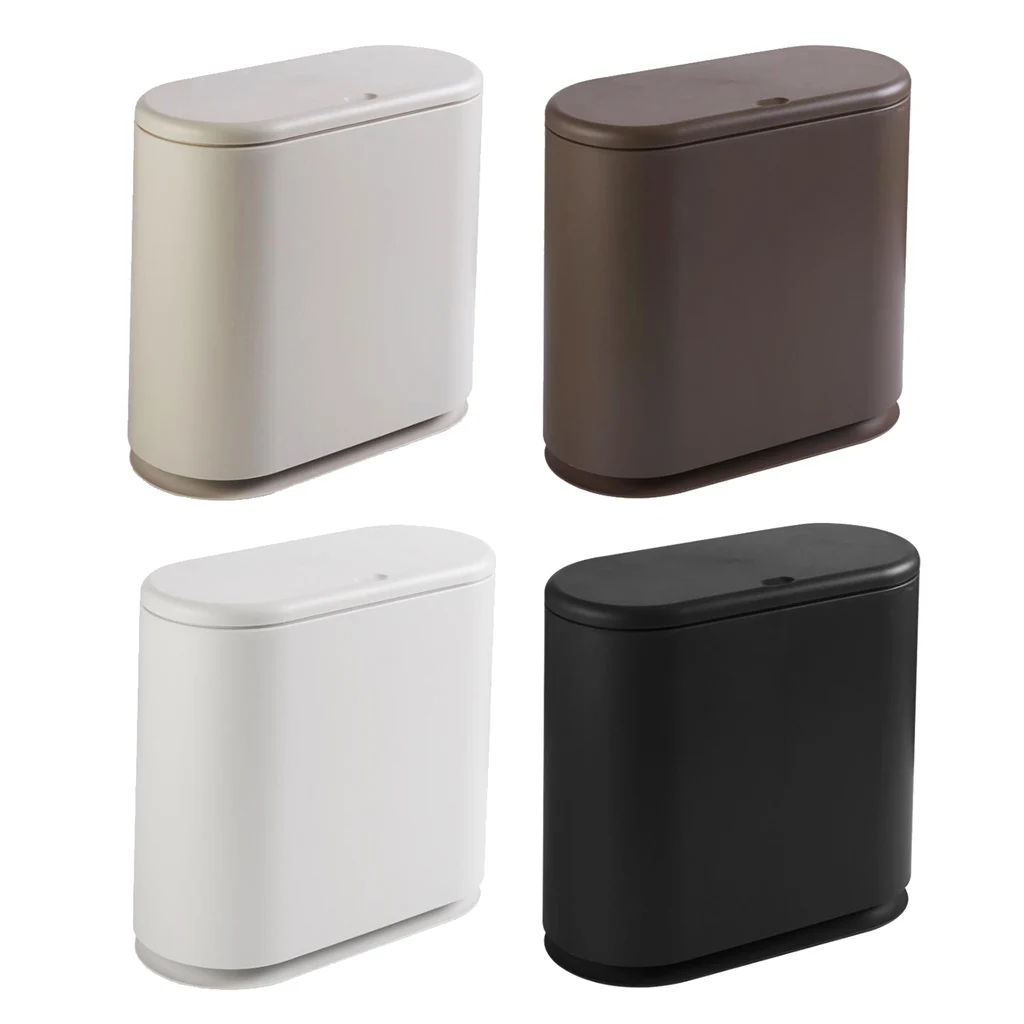 Modern Fashion White Flip Lid Trash Can Double Garbage Bag Holder Waste Bin