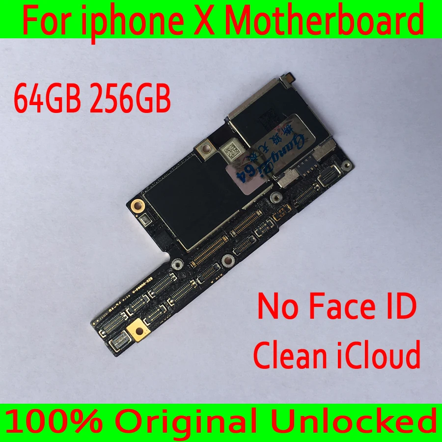 

100% Original unlocked for iphone x Motherboard No Face ID,for iphone x Mobile phone Motherboard 64GB 256GB with Chips