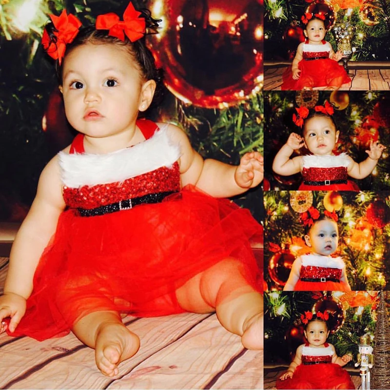 Комбинезон для новорожденных и маленьких девочек, платье-пачка Санты, рождественские наряды, костюм, размер От 0 до 3 лет