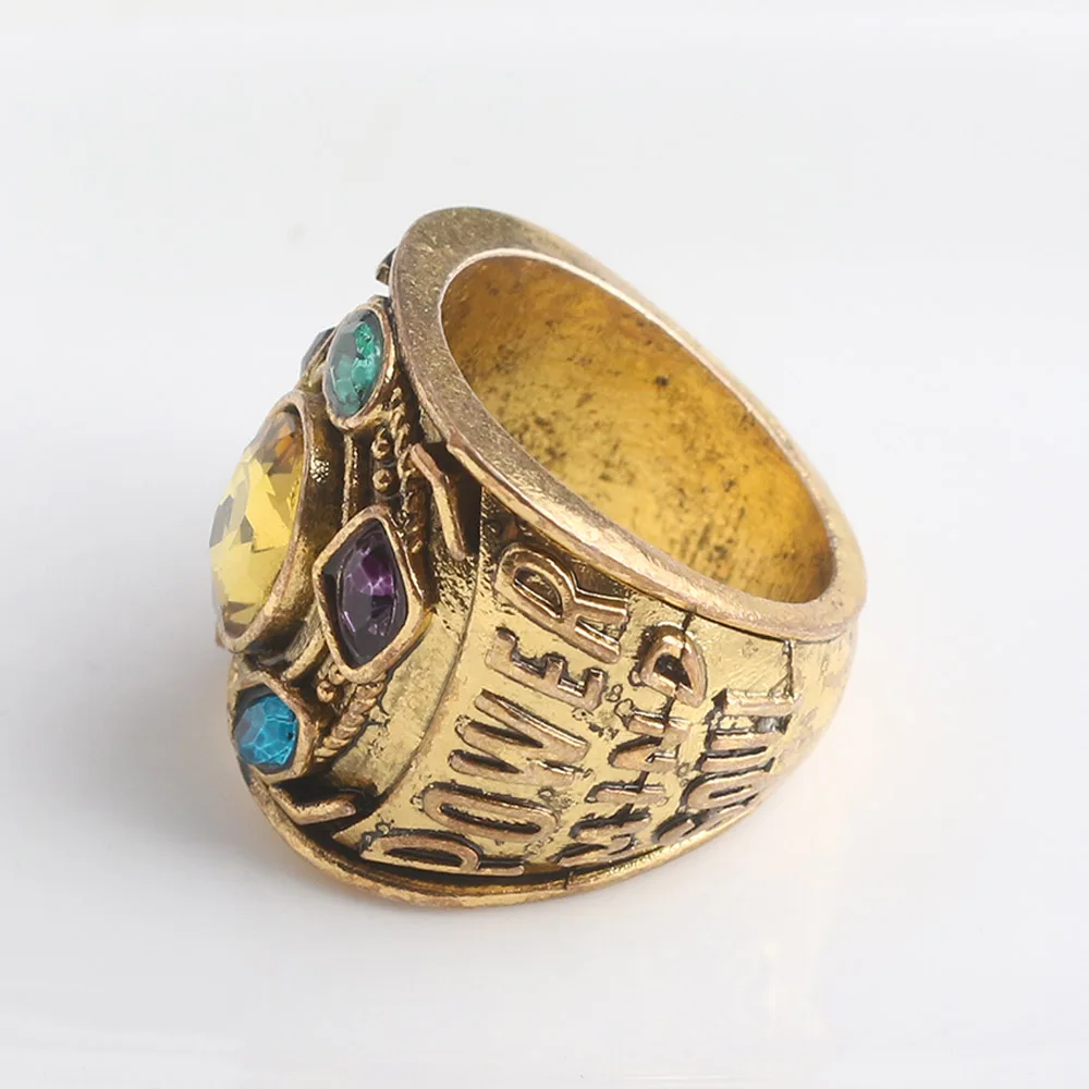 SG New Gold Thanos Infiniter Power Gauntlet Crystal Rings Avengers 3 Infinity War The Space Stone Girl Women Boys Cosplay Ring