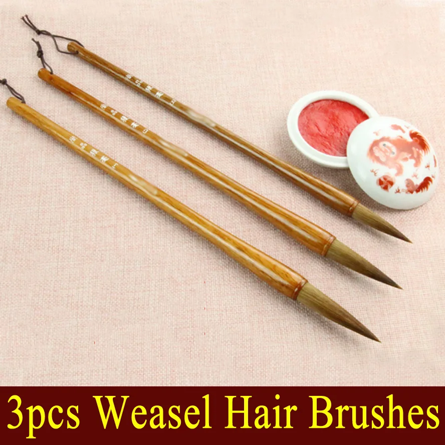 3pcs Top calligraphy brush pen Weasel hair paint brush for oil acrylic