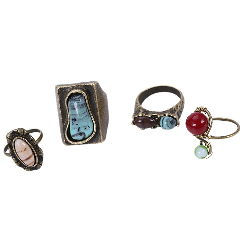 

Rings Sets For Women Crystal Metal Finger Accessories Summer Spring Colorful Beach Jewelry Boho Ethnic #2