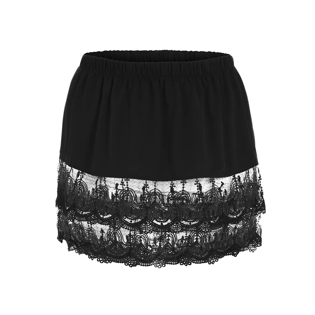 Летние юбки женские Многослойные прозрачные кружевные трусики-расширители плюс размер юбка плюс размер XL-5XL вечерние повседневные юбки - Цвет: Black