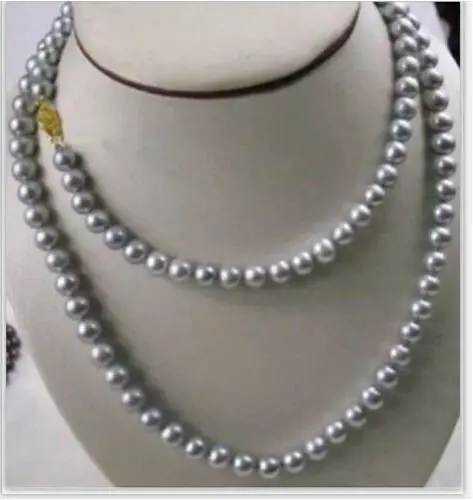

19" 35'' Genuine 9-10MM SOUTH SEA GRAY PEARL NECKLACE 14K GOLD CLASP (0926)