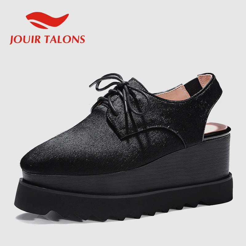 

JOUIR TALONS INS Fashion Horsehair Flat Platform Shoes Woman Spring Slingbacks Flats Women Comfort Wedge High heels Shoes Woman