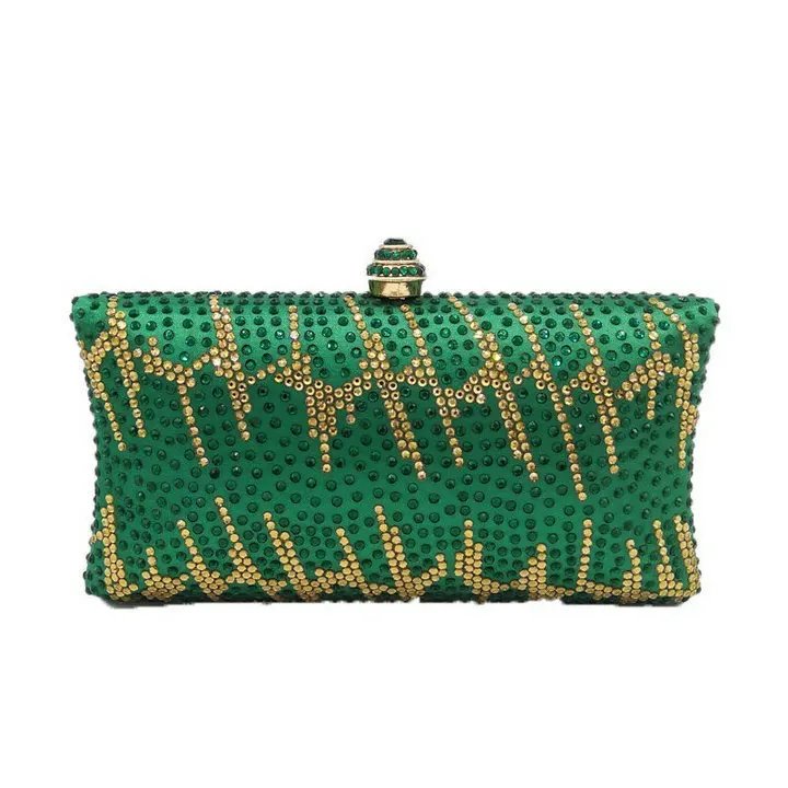 

2018 New and Fashionbale Day Clutch with Clear Rhinestones, Evening Handbag with Removable Chain Strap