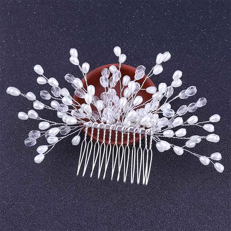

Bridal Wedding Delicate Hair Jewelry Women Simulation Pearl Fashion Hair Comb Ladies Luxury Zircon Headwear Hair Accessories