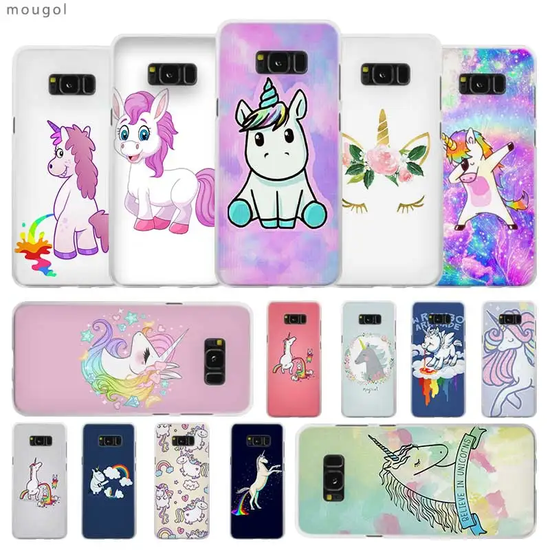 

MouGol unicorn rainbow My Little Pony Transparent Patterned hard Case Cover for Samsung Galaxy S4 S5 S6 S7 S8 S9 Plus Edge Mini