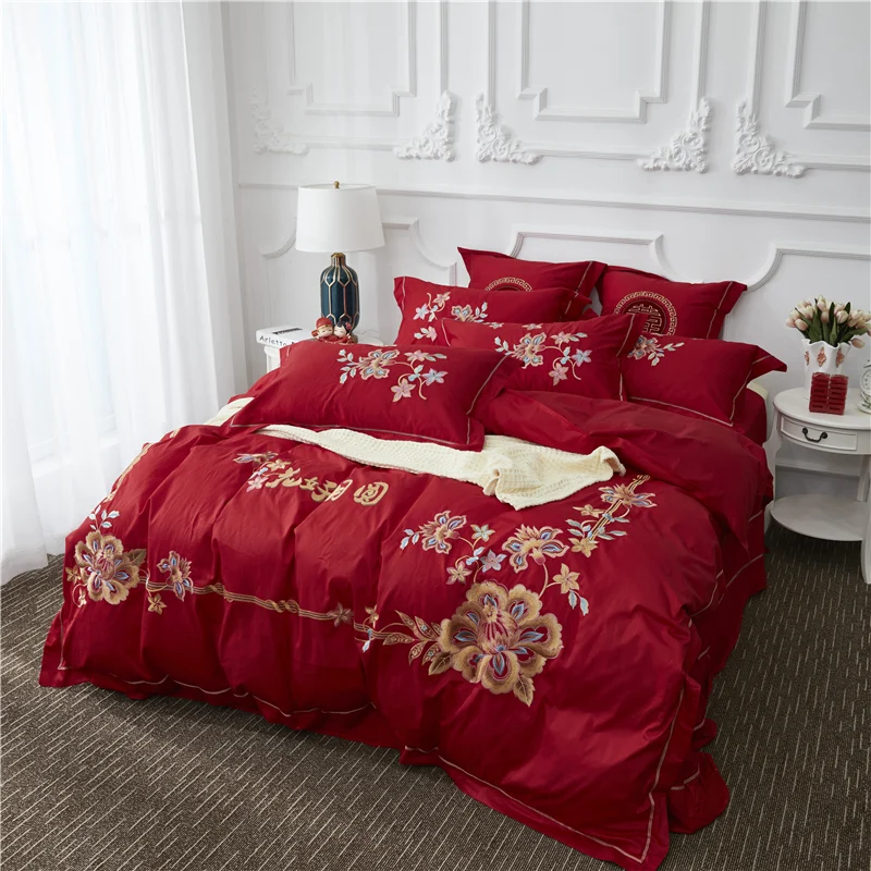 High quality 100% Cotton luxury Chinese Wedding Bedding ...