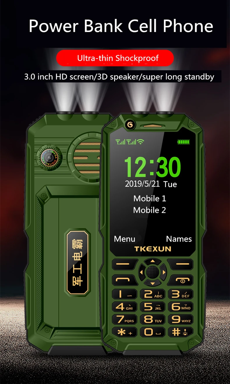 Открытый ударопрочный пылезащитный Мобильный телефон FSMART TKEXUN Q8A power Bank Celulares 3,0 дюймов фонарик Wifi Быстрый циферблат 3g мобильный телефон