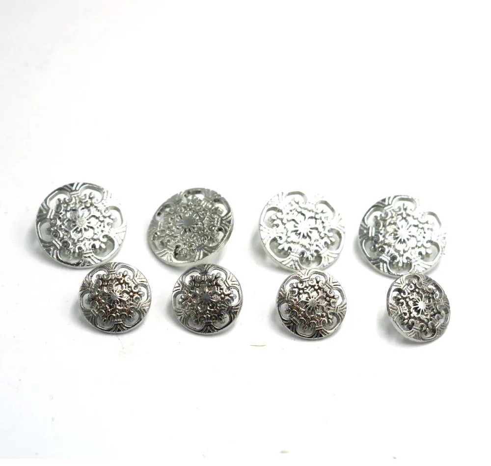 15mm&20mm bronze&silver Shank Button Metal Buttons Hollow Carved Flower Sewing Metal Buttons 20pcs 6