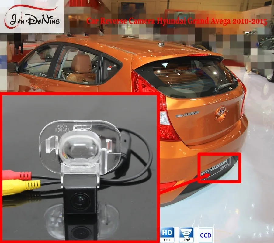 JanDeNing HD CCD Car Rear View Parking/ Backup Reverse Camera/ License Plate Light OEM For Hyundai Grand Avega 2010-2015 | Автомобили и