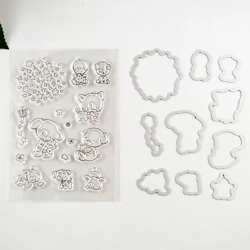 

Wish star bear Transparent clear Stamp and Metal Cutting Die for DIY Scrapbooking / Card Making/Photo Album Decoration