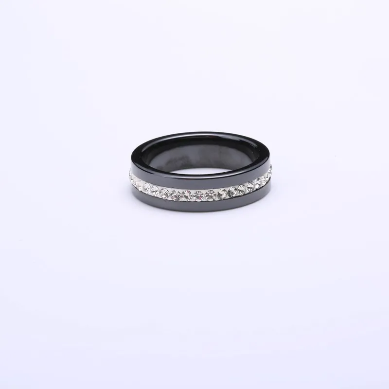 

Suef Unique Rings Women 6mm Black Environmental Ceramic Round shape Ring Stone Crystal Comfort Wedding Engagement Brand Jewelry
