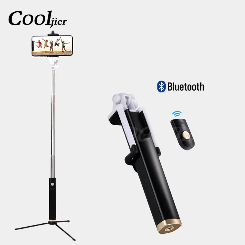 

COOLJIER Wireless Phone Bluetooth Selfie Stick For iphone X 8 7 6s Plus Foldable Extendable Monopod With Remote Control Tripod
