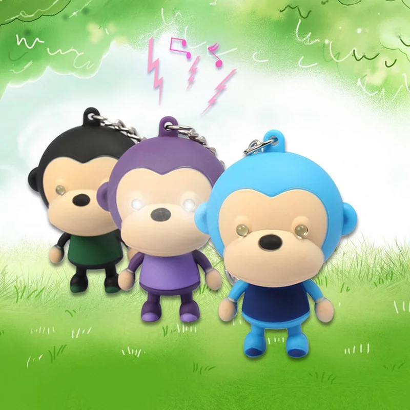 wholesale 12 pcs/lot Keychain Sound Flashlight Wholesale 3D LED big