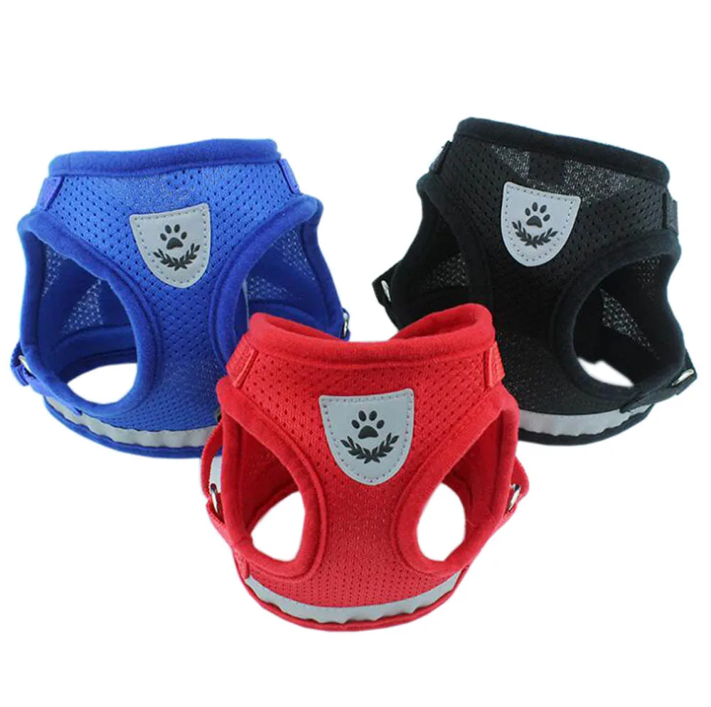 Goedkoop Nieuwe Ademende Teddy Puppy Hond Harnas Aangelijnd Reflecterende Pet Cat Harness 4 Kleur SML XL