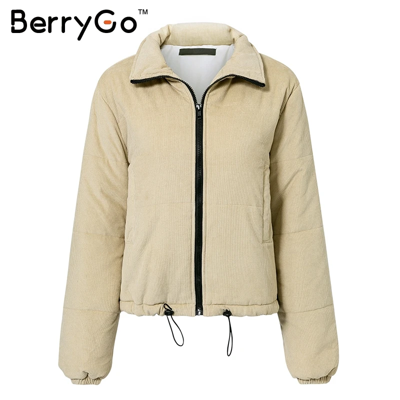 Casual Corduroy Thick Parka Women Oversize Streetwear Jacket Coat
