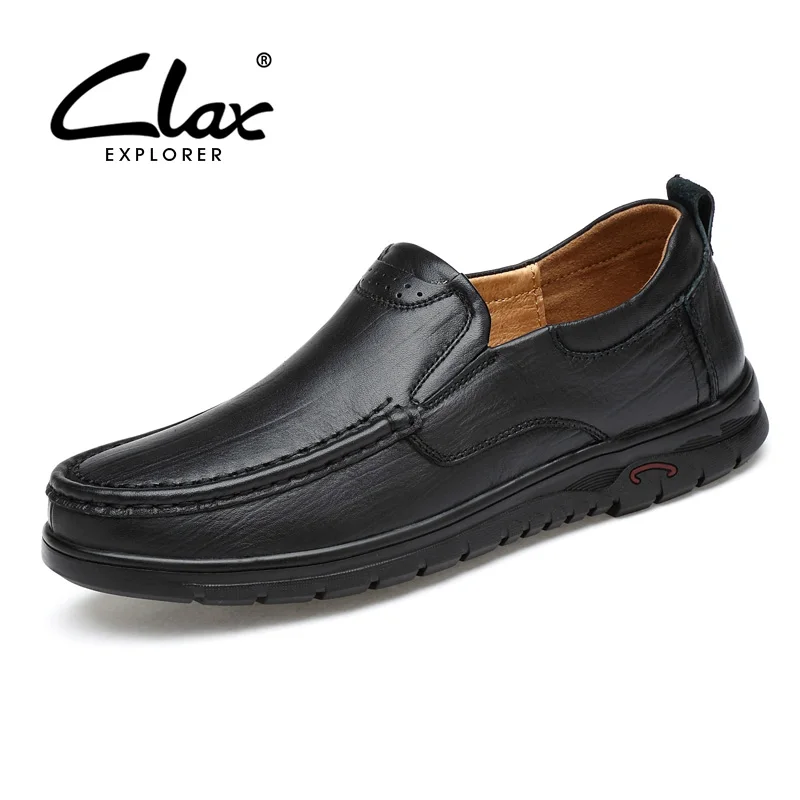 

CLAX Men's Dress Shoes Genuine Leather 2018 Spring Summer Office Shoes Male Formal Footwear Handmade Leather shoe Slip on