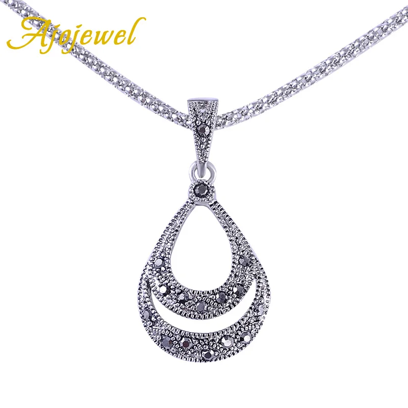

Ajojewel Simple Design Water Drop Pendant Thin Chain Rhinestone Necklace For Women Vintage Jewelry