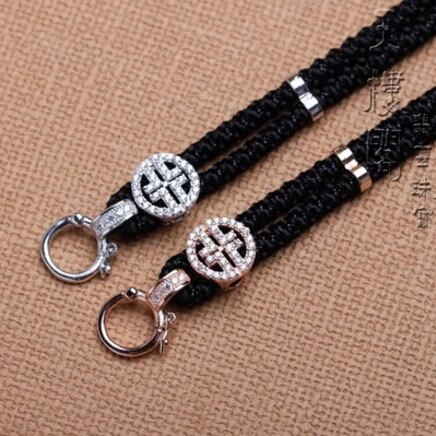 KJJEAXCMY Boutique Jewelry High-grade Jade  Pendant Rope Lanyard Accessories 925  Silver  DIY Gold Plated High-grade La