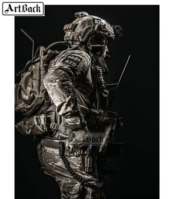 Full square drill 5d diy diamond painting military soldier portrait kit