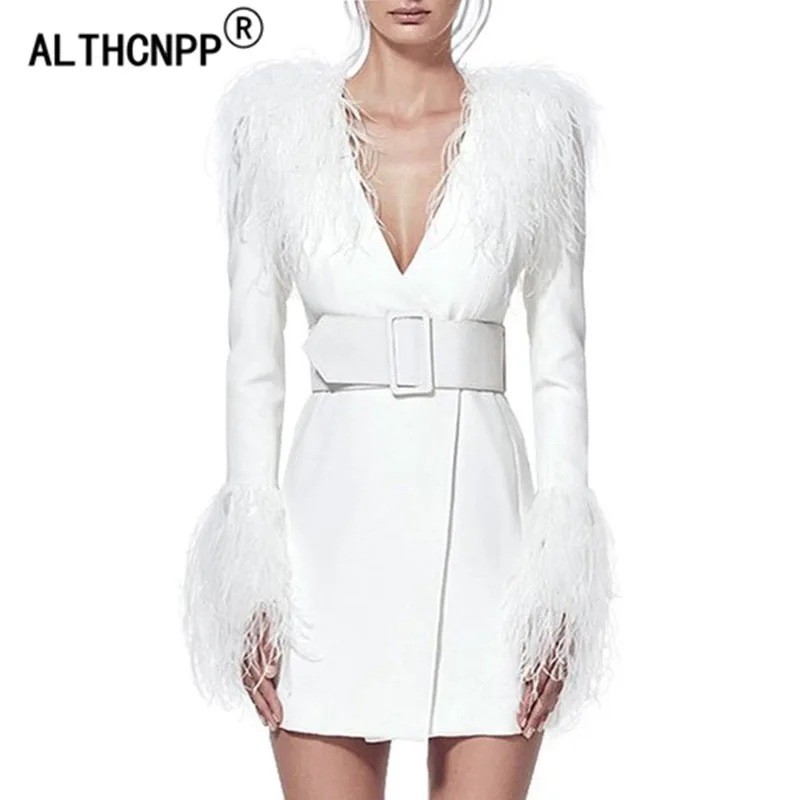 Women Blazers And Jackets European And American Women's Sexy Feather