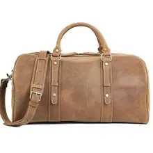 Винтаж Натуральная кожа Мужская большая дорожная сумка для путешествий из натуральной коровьей кожи, однотонные на длинном ремне