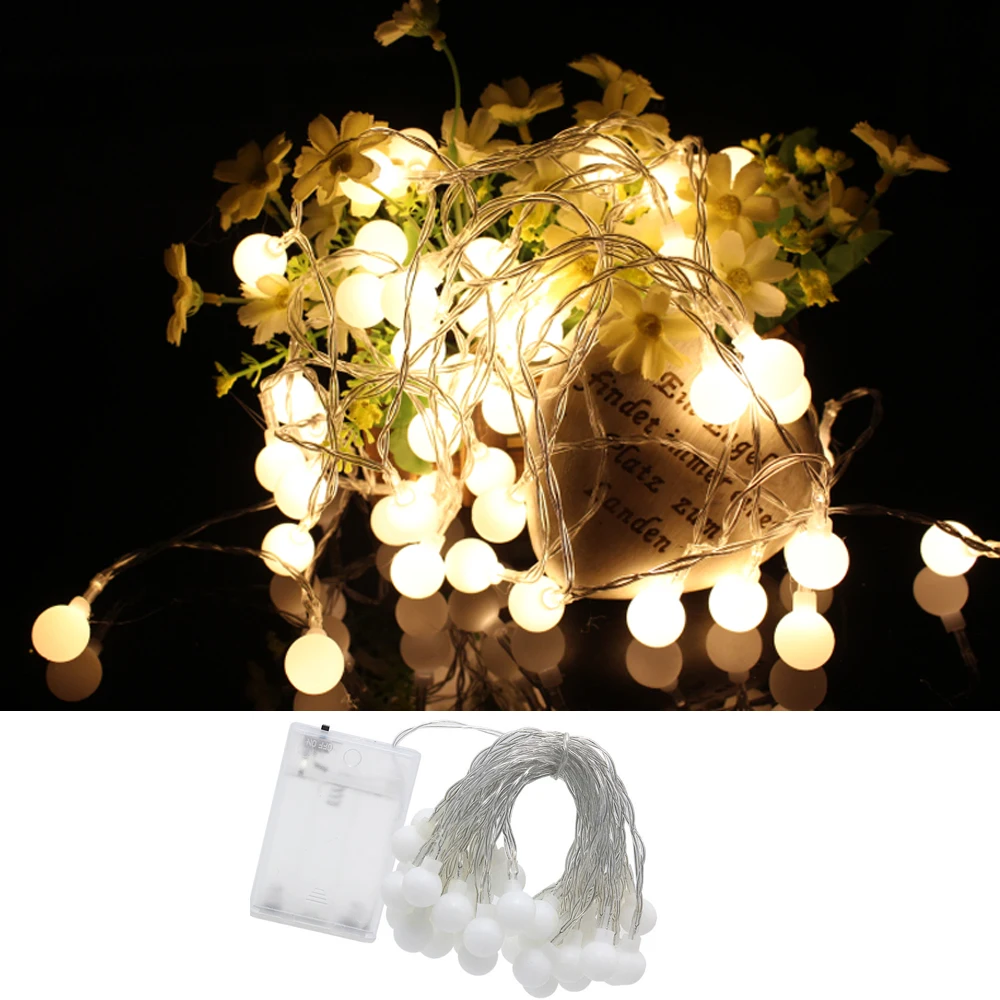 New 1.5M 3M 6M Fairy Garland LED Ball String Lights Waterproof For Christmas Tree Wedding Home Indoor Decoration Battery Powered