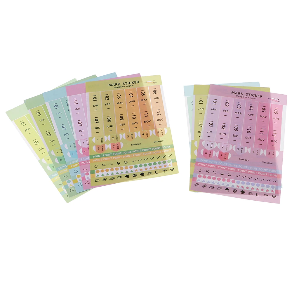 8 Sheets Index Tabs Reminder Stickers Calendar Monthly Index Planner Labels