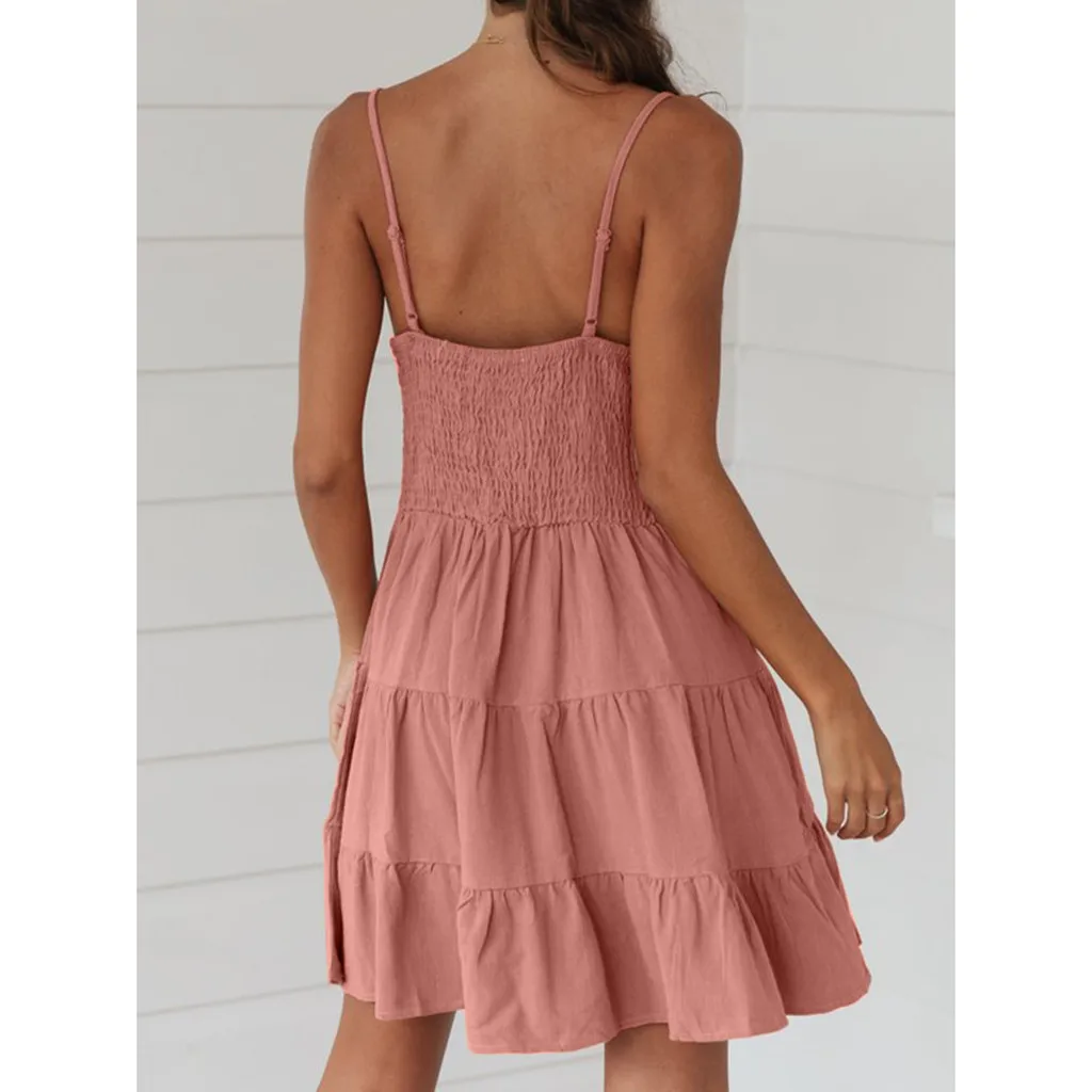 CHAMSGEND, модная женская плиссированная пляжная юбка, мини платье, однотонная цветная пляжная юбка для отдыха на море, Повседневная элегантная Свободная юбка