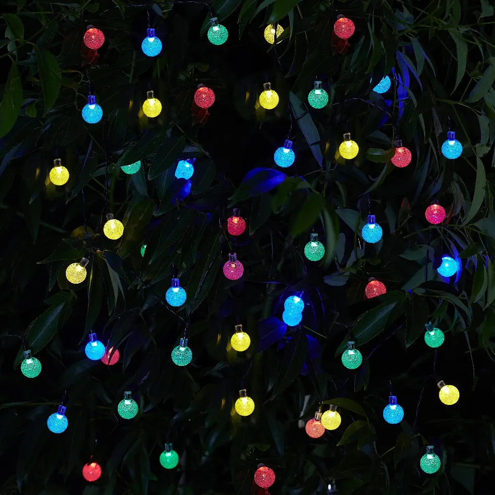 RGB светодиодный Сказочный светильник на солнечной батарее s рождественские вечерние 6 м 30 светодиодный S хрустальный шар светодиодный светильник на солнечной батарее для наружного сада домашнего декора