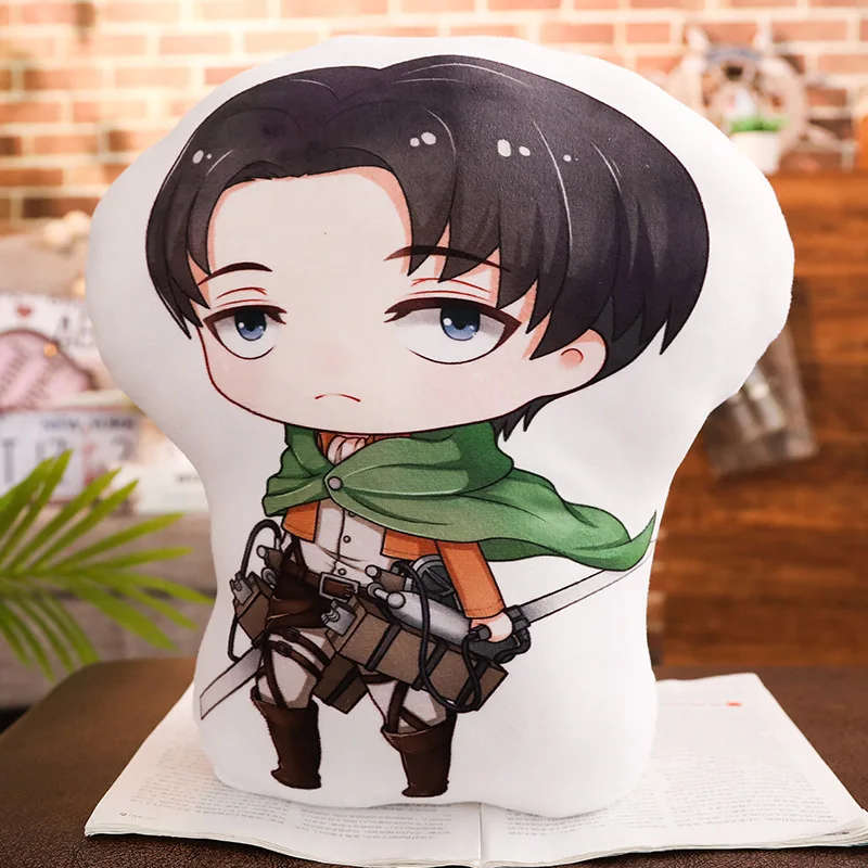 Атака на Подушка титана Игрушка Аниме Eren Mikasa Levi Ackerman короткая плюшевая кукла двухсторонний чехол Косплей 40 см