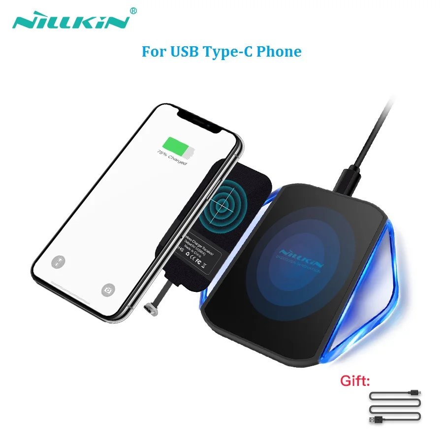 

Nillkin qi wireless charger Pad with wireless charger receiver Type-C Port For xiaomi pocophone f1 for xiaomi mi 8 oneplus 6 zuk