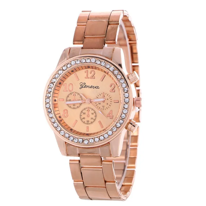 Бренд JW часы с браслетом женские роскошные часы с кристаллами женские модные повседневные кварцевые часы reloj mujer - Цвет: Rose Gold