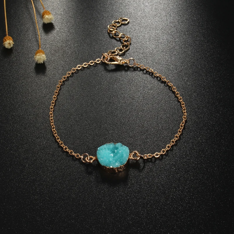 Dayoff 1 шт. Европейский женский ювелирный Круглый браслет Druzy Drusy из полимерного камня браслеты-талисманы для женщин Рождественский подарок B778