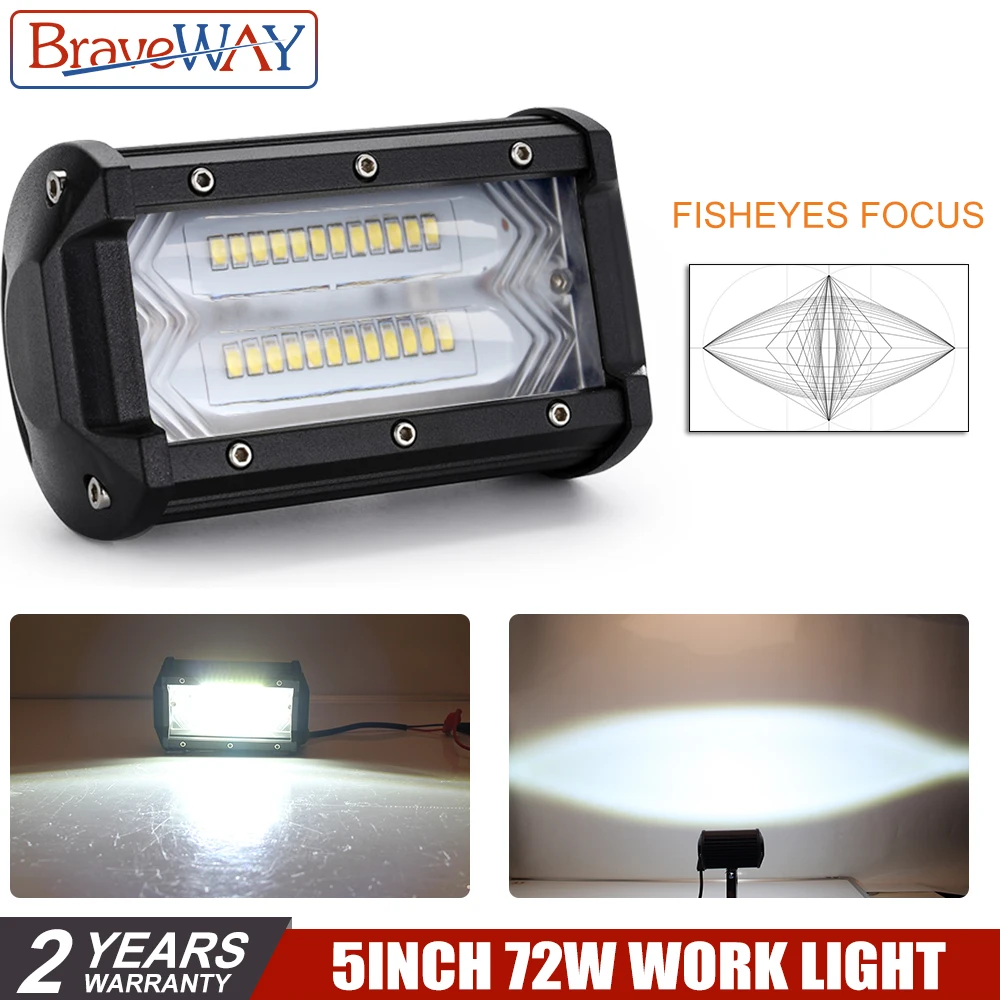BraveWay 5 дюймовый светодиодный противотуманный фонарь s 72 Вт 3000K 6000K Flash Dula Color Extra