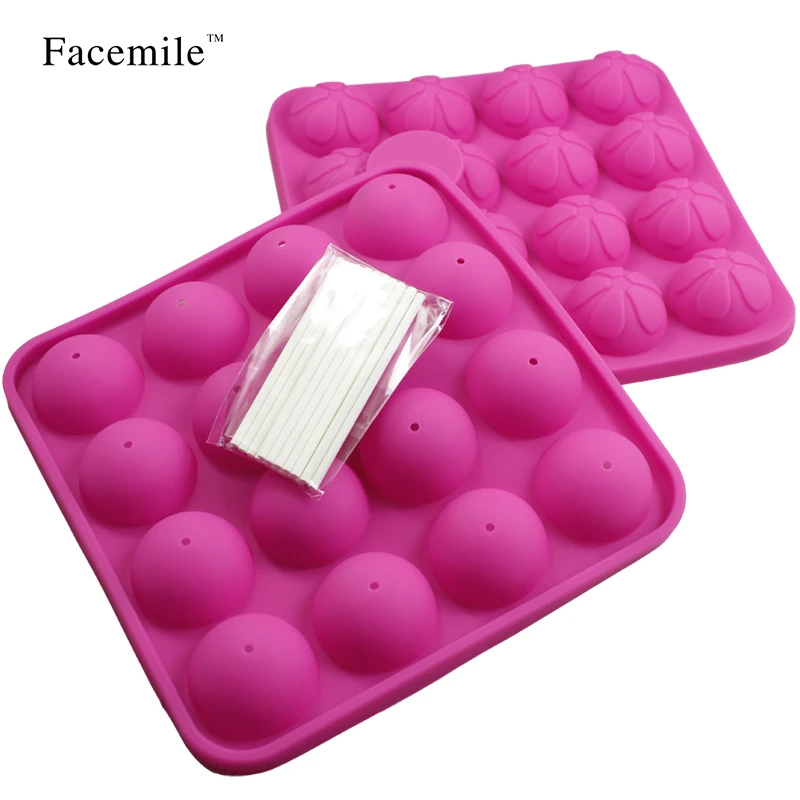 

Lollipop Pop Silicone Round Shape Party Gift Cookie Candy Chocolate Maker Baking Tool Tray Decorating Tools 16 Holes Mold 02037