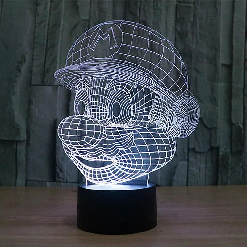 

Free shipping Color changing 3D Cartoon Game Super Mario LED Night Lights with USB Cable of LED Mood Lamp For Child Toy