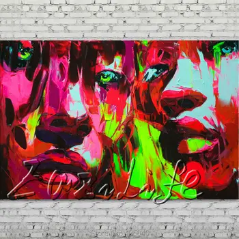 

Palette knife portrait Face Oil painting Character figure canvas Hand painted Francoise Nielly wall Art picture 009