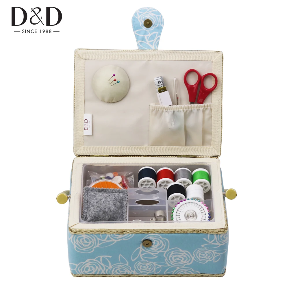 

D&D Cotton Fabric Sewing Storage Box Storage Case DIY Craft Home Multi-function Organizer Sewing Basket