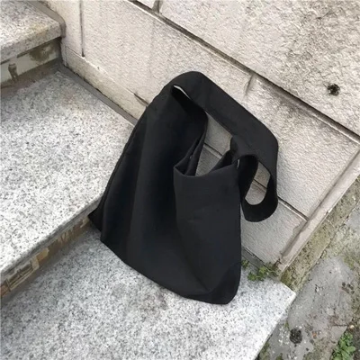 Bolsos mujer, большая Вместительная женская Холщовая Сумка, повседневная однотонная сумка на плечо, складные многоразовые сумки для покупок для женщин, сумка - Цвет: Черный