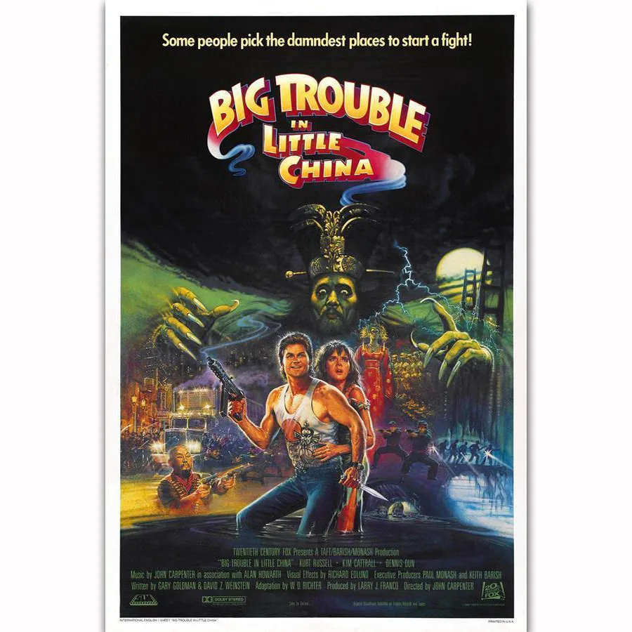 Vintage Movie Poster A4,A3,A2,A1 Home Wall Print BIG TROUBLE IN LITTLE CHINA