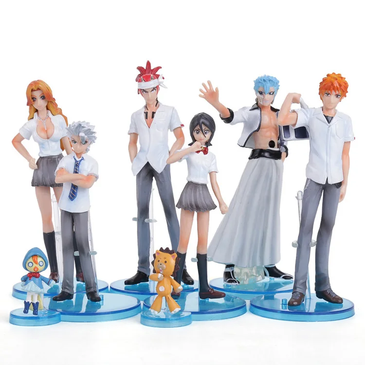 Аниме Bleach Фигурки игрушки Kurosaki Ichigo Kuchiki Rukia Aizen Sousuke Hitsugaya Toushirou 8 шт./компл. BLFG017