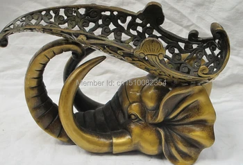 

12"Chinese Bronze Hand carving Elephant head champagne grape Wine rack