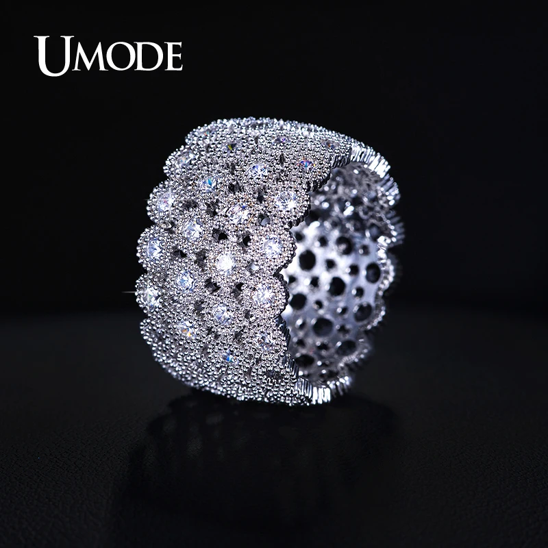 font b UMODE b font Bohemia Anillos Jewelry Micro CZ Simulated Wide Band font b