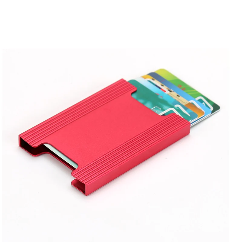 Держатель для банковских карт, Женский карман, всплывающий, блокирующий порте карт, мужской Алюминиевый зажим, модная Кредитная ID карта, RFID кошелек - Цвет: Красный