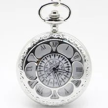 Винтажный кулон полые изысканные решетки элегантный ретро подарок для мужчин и женщин карманные часы с серебряным кварцем ожерелье цепочка Pocketwatch